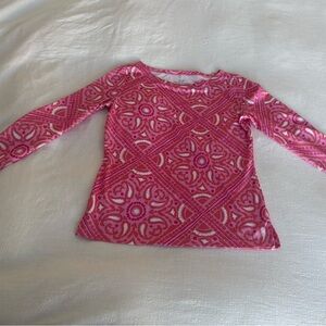 Vineyard Vines UPF Pink and White Patterned 3/4 Long Sleeve Top XS